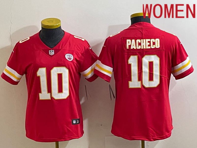 Women Kansas City Chiefs #10 Pacheco Red 2023 Nike Vapor Limited NFL Jersey style 1